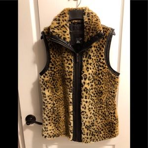 Ladies faux leopard and faux leather vest